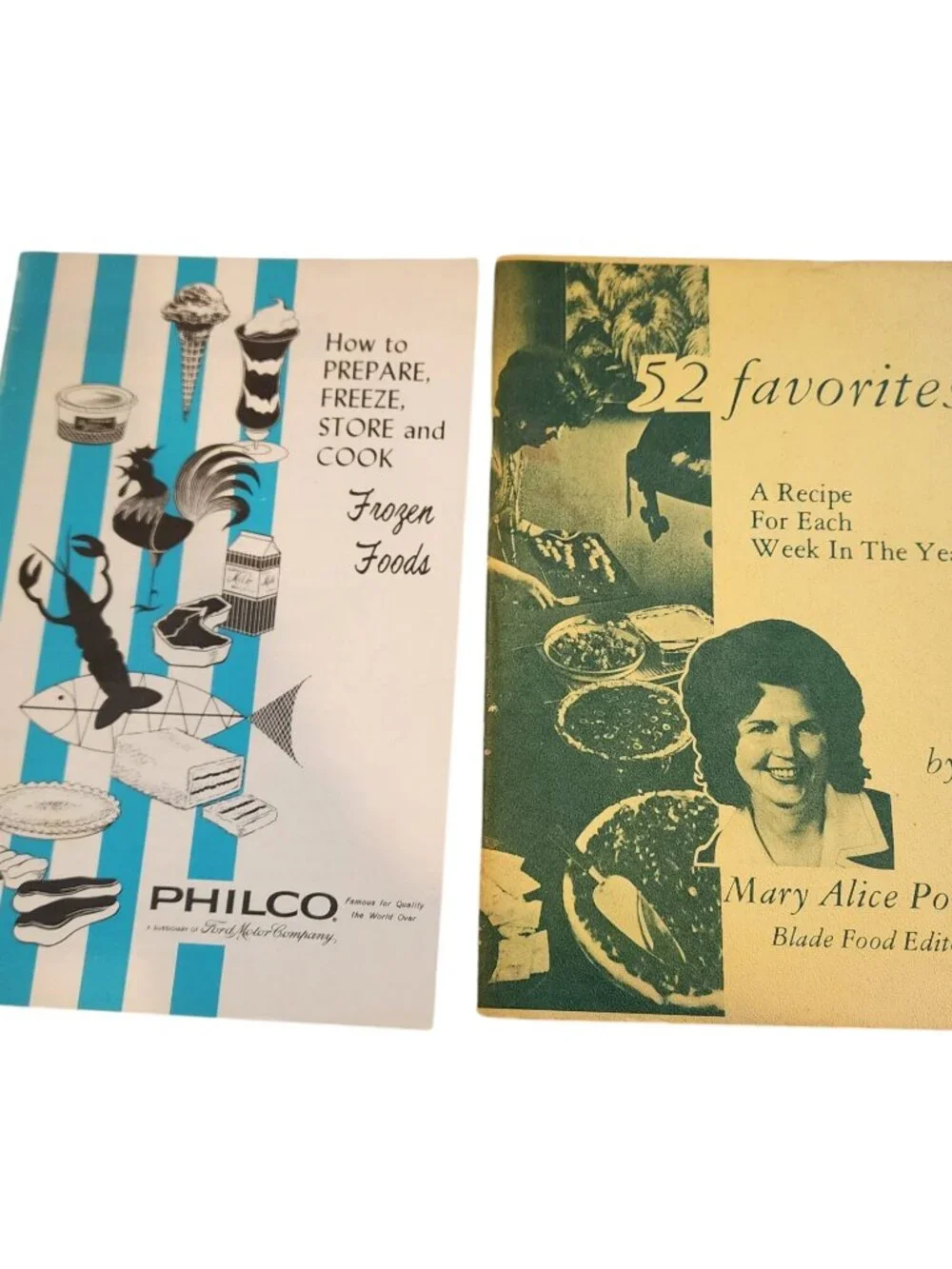 Vintage 1960 assortment Cookbooks Preto Mirro Philco rival